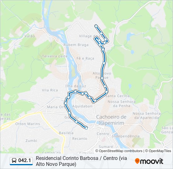 Mapa da linha 042.1 de ônibus