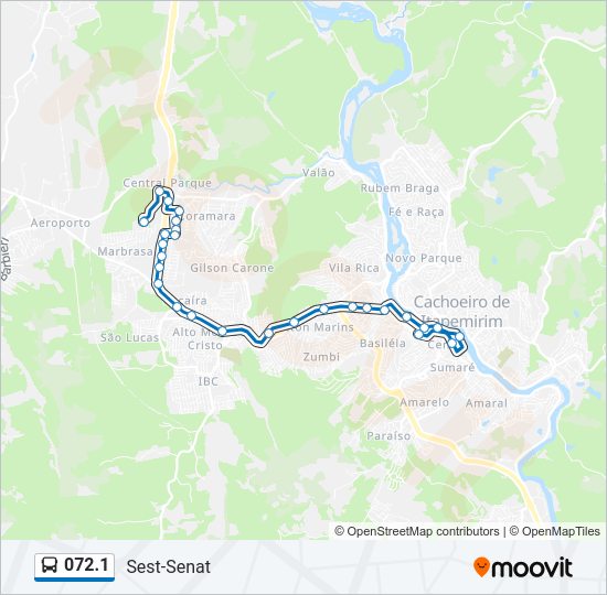 Mapa da linha 072.1 de ônibus