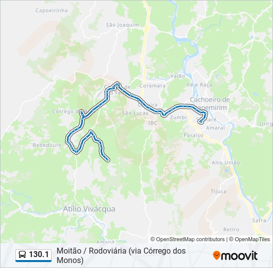 Mapa da linha 130.1 de ônibus