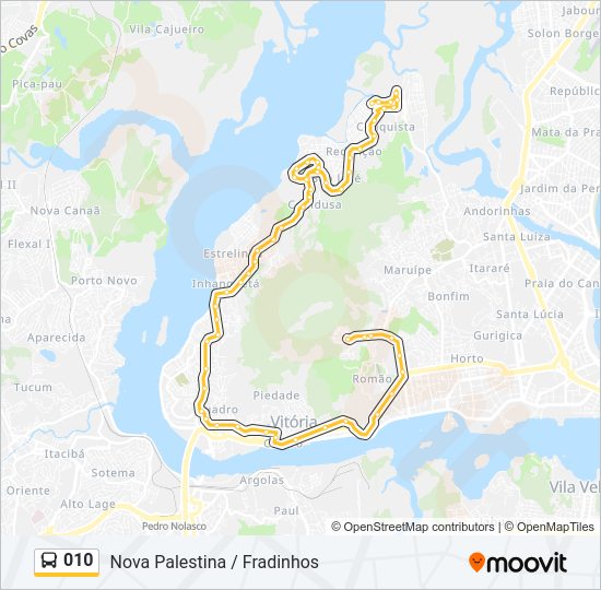 Mapa da linha 010 de ônibus