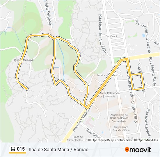 Mapa da linha 015 de ônibus