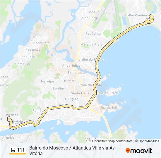 Mapa da linha 111 de ônibus