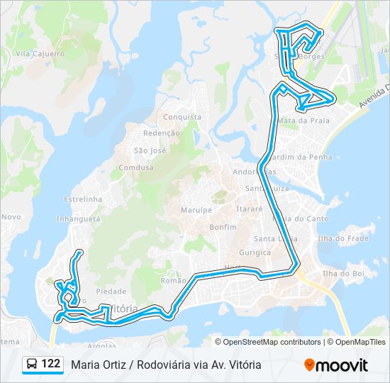 Mapa da linha 122 de ônibus