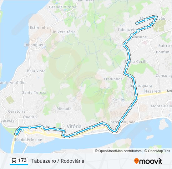 Mapa da linha 173 de ônibus