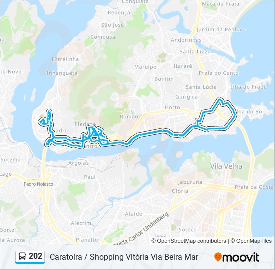 Mapa da linha 202 de ônibus