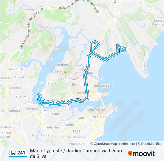 Mapa da linha 241 de ônibus