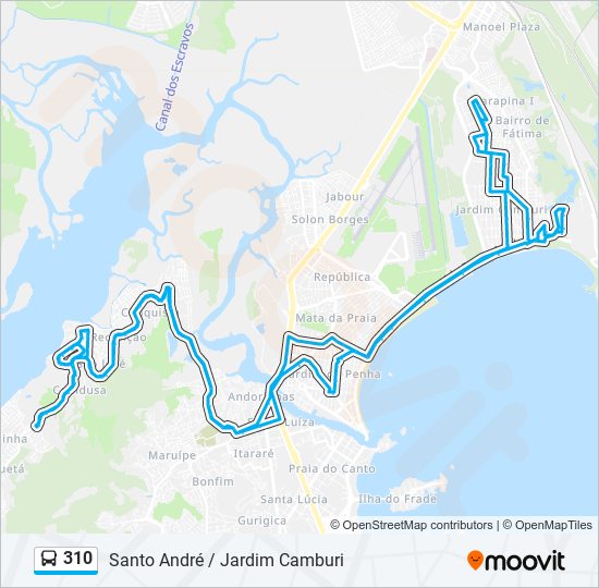 Mapa de 310 de autobús