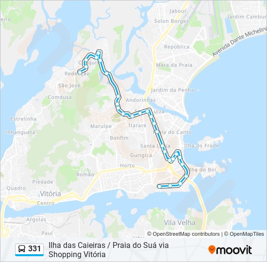 Mapa da linha 331 de ônibus