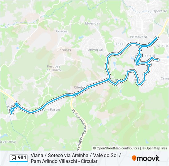 Mapa da linha 984 de ônibus