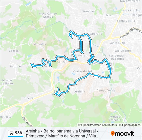 986 bus Line Map