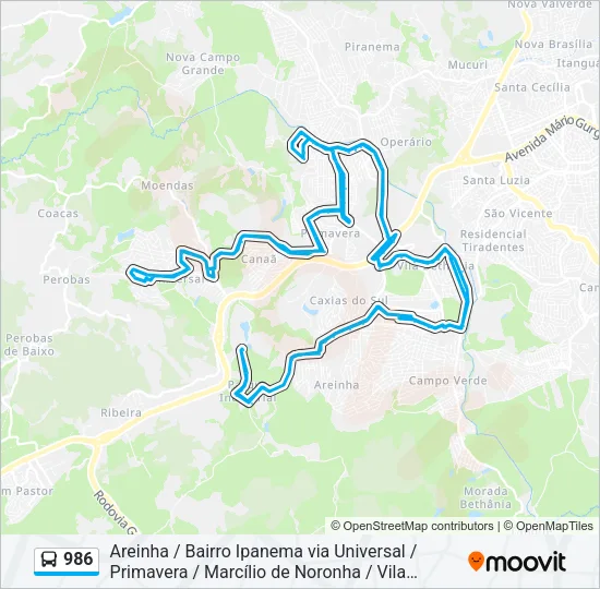 986 Bus Line Map