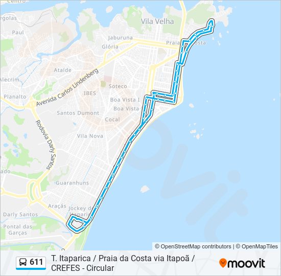 Mapa de 611 de autobús