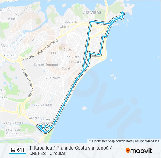 611 bus Line Map