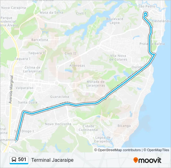 501 Bus Line Map