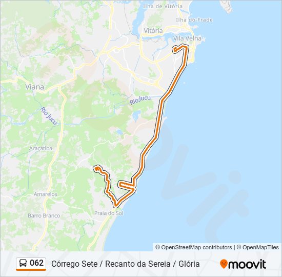 Mapa da linha 062 de ônibus