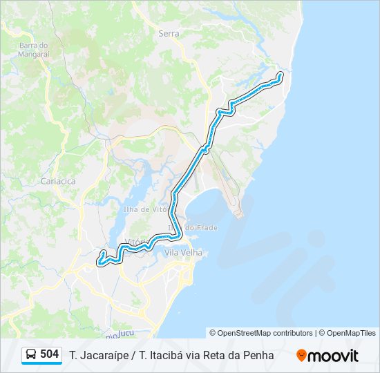 Mapa da linha 504 de ônibus