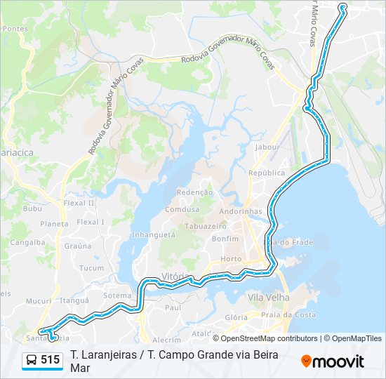 Mapa de 515 de autobús