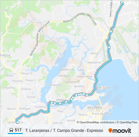 Mapa da linha 517 de ônibus