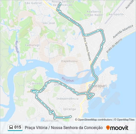 Mapa da linha 015 de ônibus