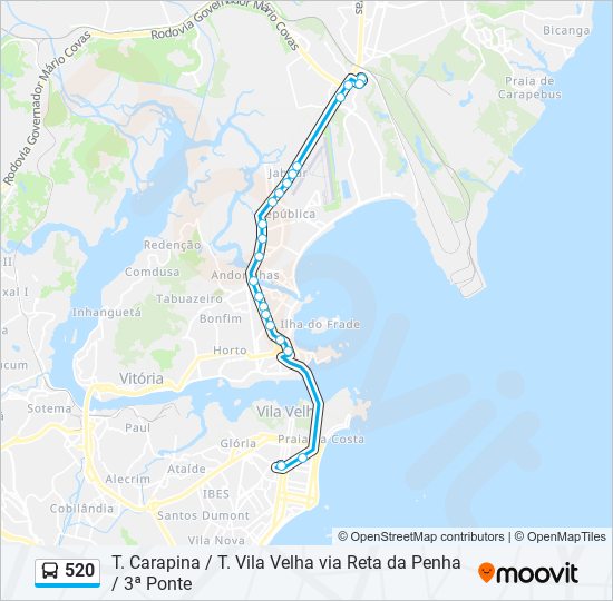 Mapa de 520 de autobús