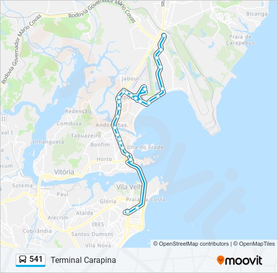 Mapa da linha 541 de ônibus