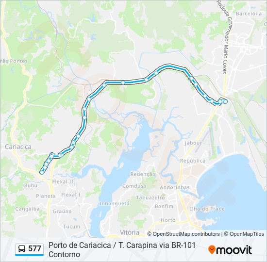 Mapa da linha 577 de ônibus