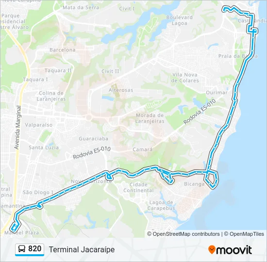 820 Bus Line Map