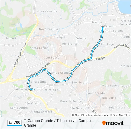 700 Bus Line Map