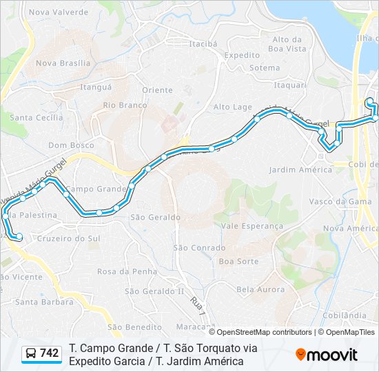 742 bus Line Map