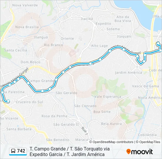 742 Bus Line Map