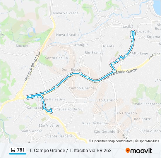 781 bus Line Map