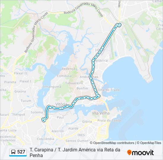 527 bus Line Map