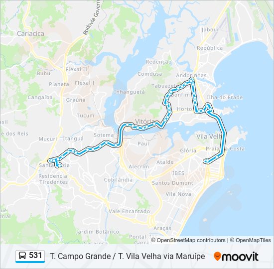 Mapa de 531 de autobús