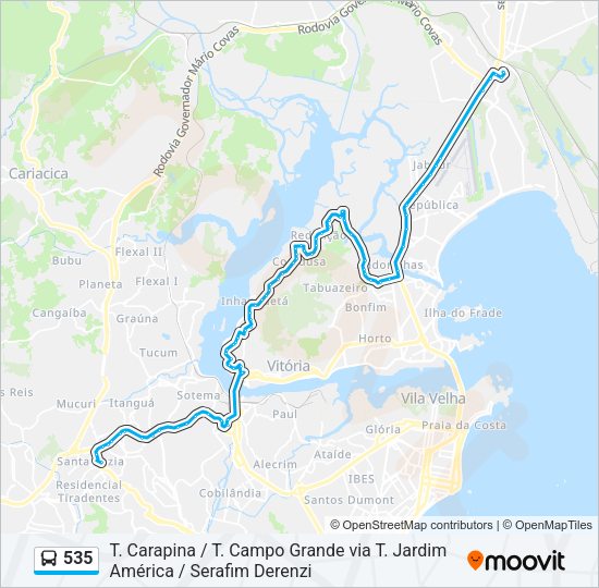 Mapa da linha 535 de ônibus