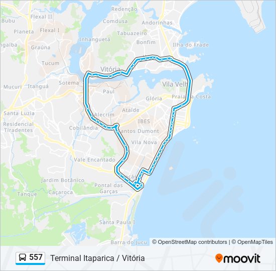 Mapa da linha 557 de ônibus