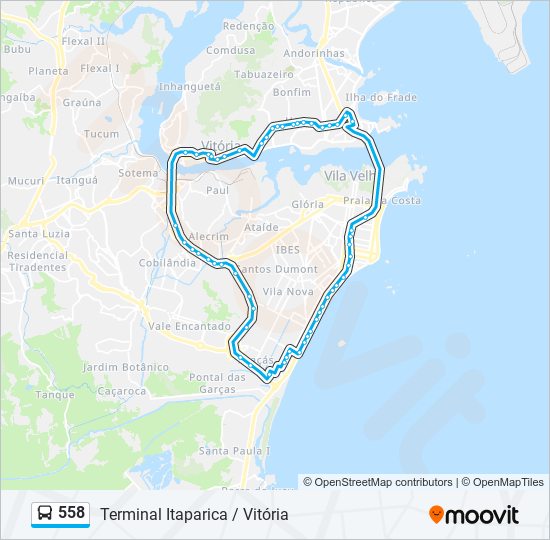 Mapa da linha 558 de ônibus