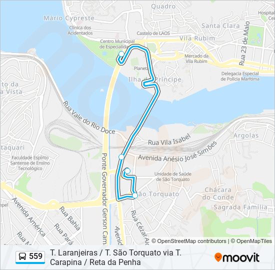 Mapa da linha 559 de ônibus