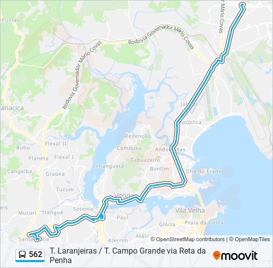 Mapa de 562 de autobús