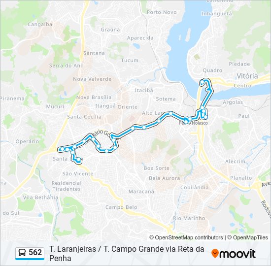 Mapa da linha 562 de ônibus