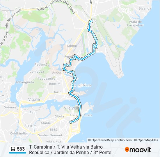 Mapa da linha 563 de ônibus