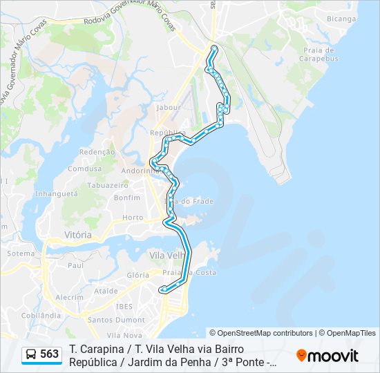 Mapa da linha 563 de ônibus