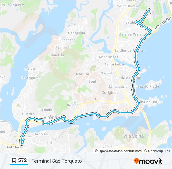 Mapa da linha 572 de ônibus