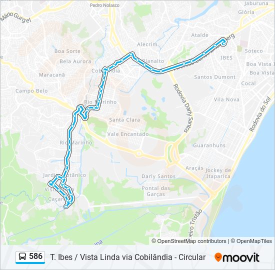 Mapa da linha 586 de ônibus