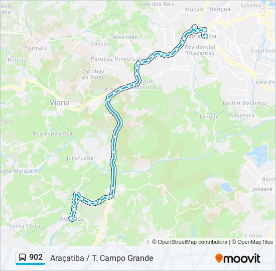 Mapa da linha 902 de ônibus