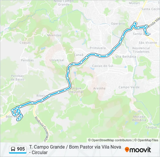905 Bus Line Map