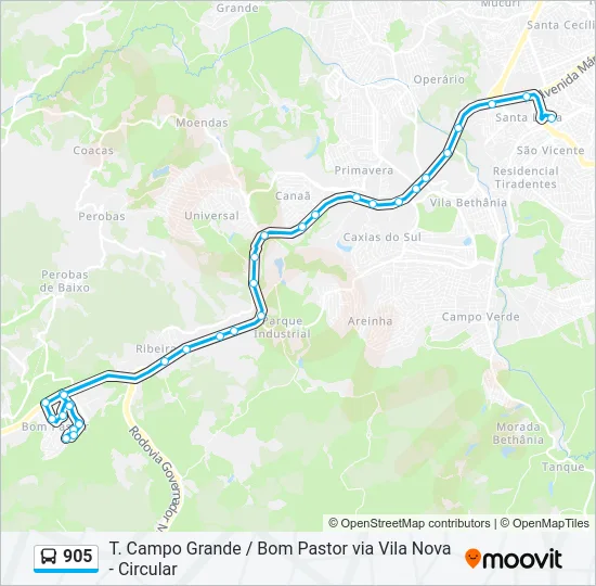 905 Bus Line Map