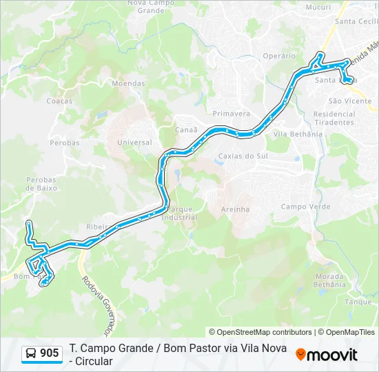 905 Bus Line Map