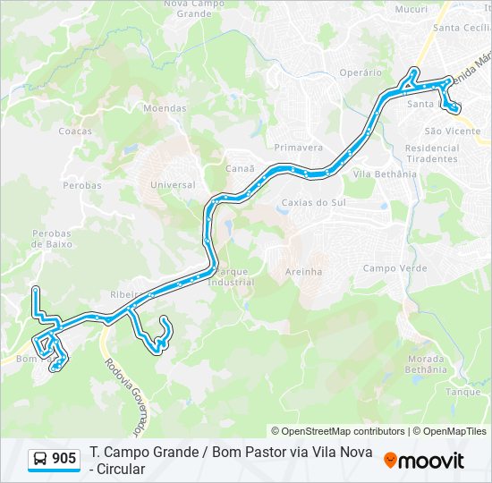 905 bus Line Map