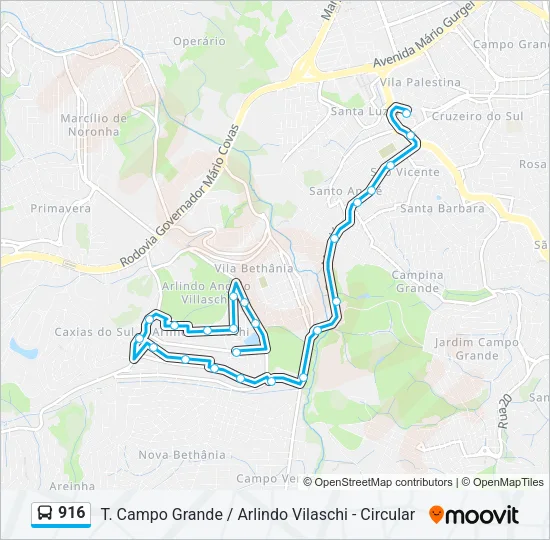 916 Bus Line Map