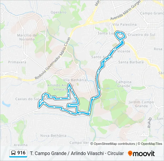 916 Bus Line Map